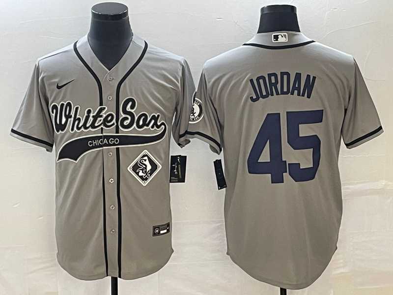 Mens Chicago White Sox #45 Michael Jordan Grey Cool Base Stitched Baseball Jersey